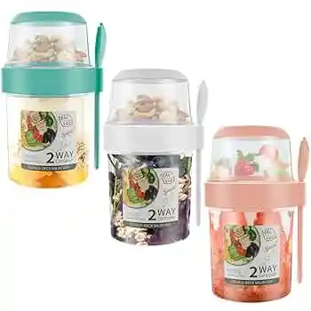 Set Doble Taza Portátil Fitness Recipiente Contenedor Multiu