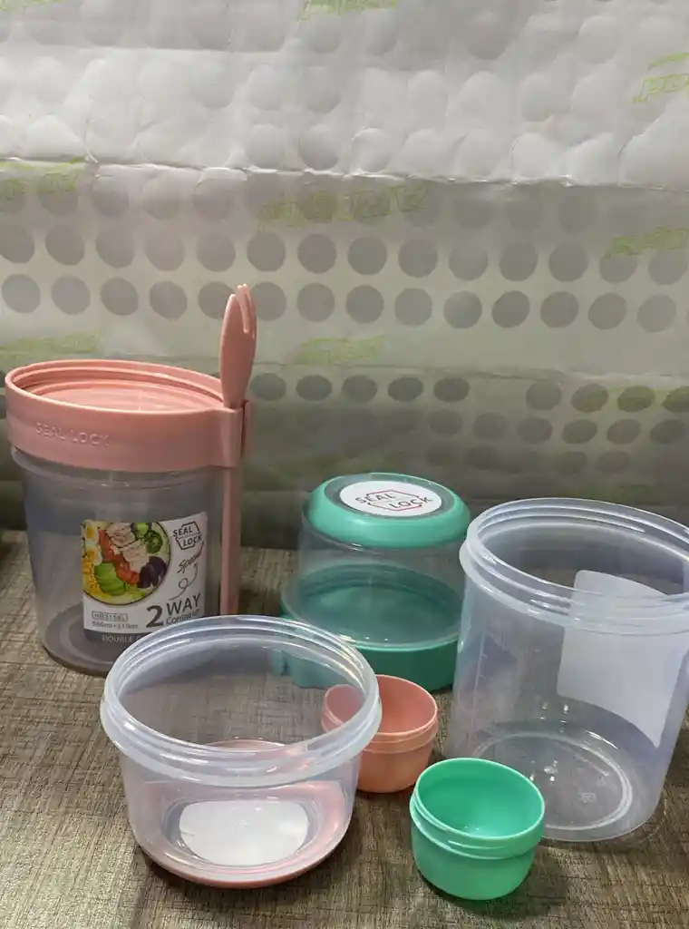 Set Doble Taza Portátil Fitness Recipiente Contenedor Multiu