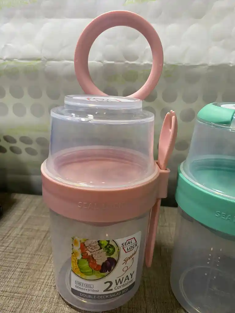 Set Doble Taza Portátil Fitness Recipiente Contenedor Multiu