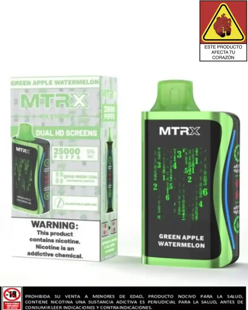 Vape Mtrx Green Apple Watermelon 25.000 Puffs
