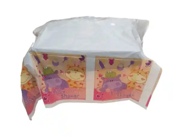 Mantel Decorativo Baby Shower Hipopotamo Rosada 1.45x1.45