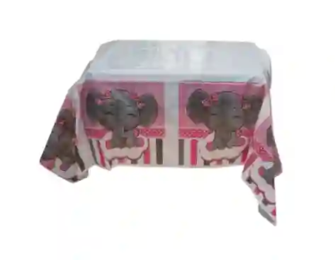 Mantel Decorativo Baby Shower Elefante Rosada 1.46x1.46