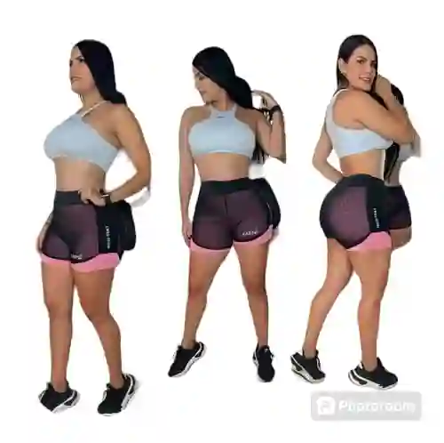 Short Deportivo Con Malla Trasparente