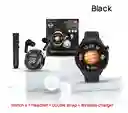 Reloj Inteligente Watch 4 Set Con Audífonos Inalámbricos, Cargador Wireless Y Correa Extra