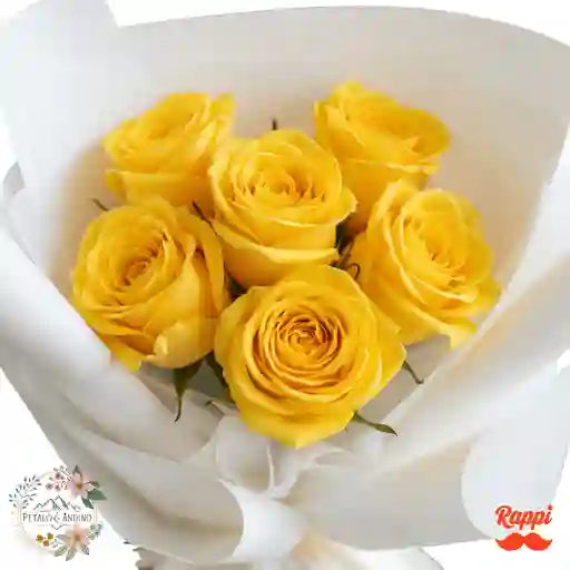 Ramo De 6 Rosas Amarillas Amanecer