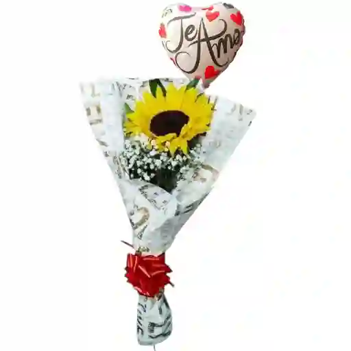 Bouquet De 1 Girasol Y Globo De Amor