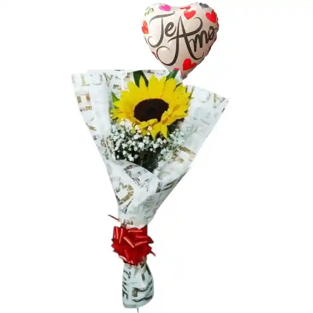 Bouquet De 1 Girasol Y Globo De Amor