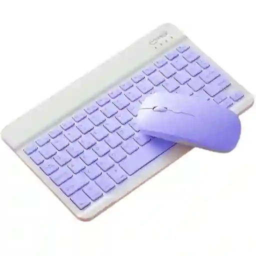 Combo Teclado Y Mouse Recargable Inalambrico Bluetooth Lila