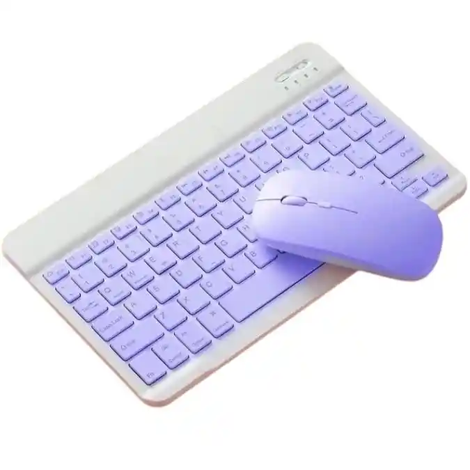 Combo Teclado Y Mouse Recargable Inalambrico Bluetooth Lila