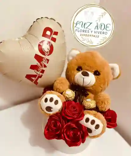 Oso Amoroso Con Rosas Y Chocolates