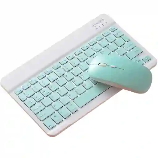 Combo Teclado Y Mouse Recargable Inalambrico Bluetooth Verde