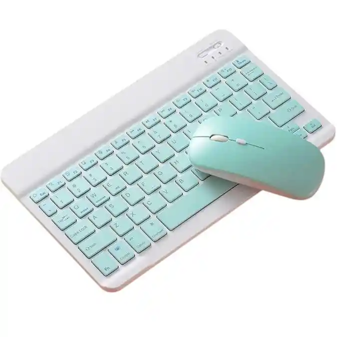 Combo Teclado Y Mouse Recargable Inalambrico Bluetooth Verde