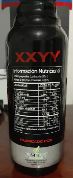 Potenciador Masculino Xxyy De 1000ml Con Arginina Y Vitamina Sabor Frutos Rojos