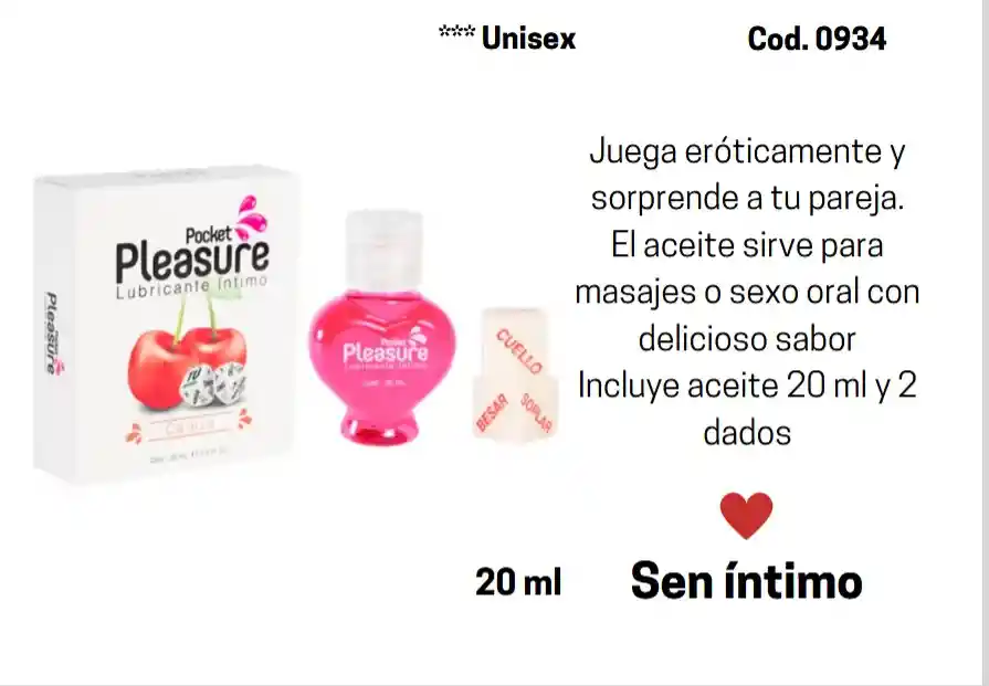 Lubricante Íntimo Con Juego De Dados Pocket Pleasure