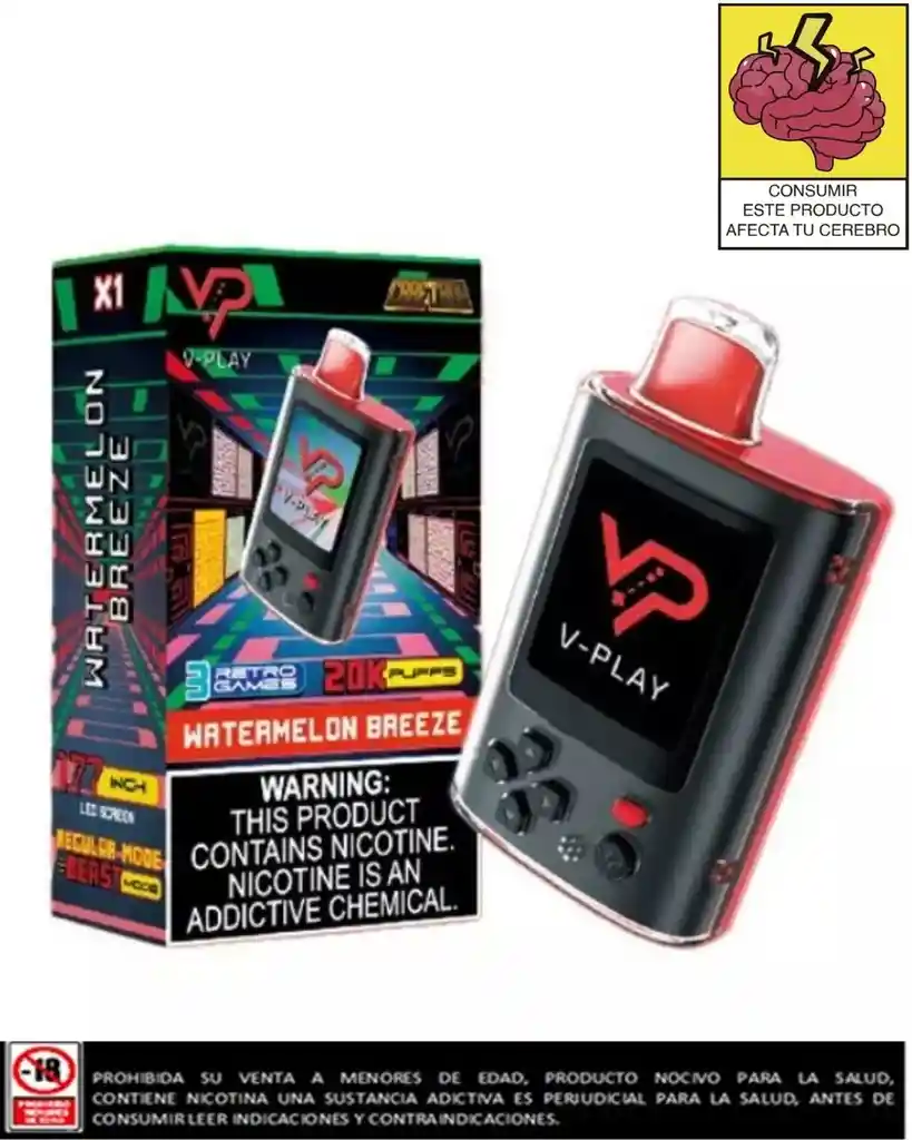 Vape V-play Watermelon Breeze 20.000 Puffs