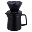 Set Cafetera V60 Cerámica Servidor + Filtro Gotero 1-2 Tazas Negro