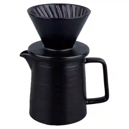 Set Cafetera V60 Cerámica Servidor + Filtro Gotero 1-2 Tazas Negro
