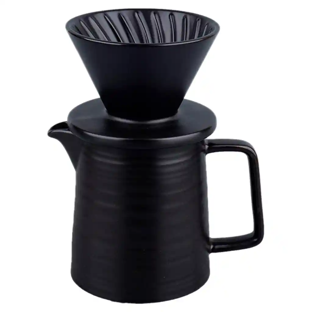 Set Cafetera V60 Cerámica Servidor + Filtro Gotero 1-2 Tazas Negro