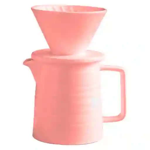 Set Cafetera V60 Cerámica Servidor + Filtro Gotero 1-2 Tazas Rosado