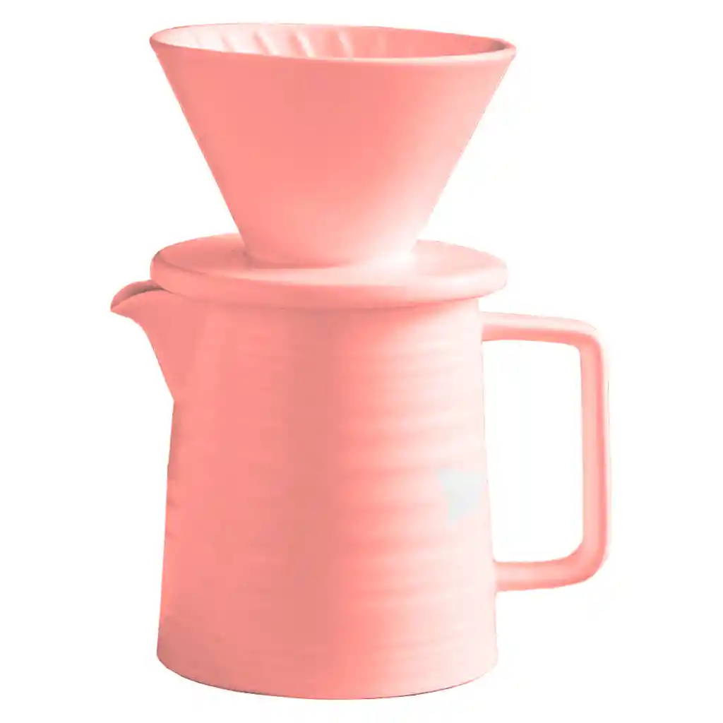 Set Cafetera V60 Cerámica Servidor + Filtro Gotero 1-2 Tazas Rosado