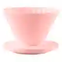 Set Cafetera V60 Cerámica Servidor + Filtro Gotero 1-2 Tazas Rosado