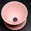 Set Cafetera V60 Cerámica Servidor + Filtro Gotero 1-2 Tazas Rosado