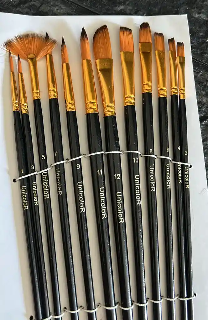 Set De Pinceles Unicolor X12 Unidades