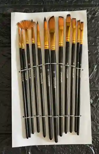 Set De Pinceles Unicolor X12 Unidades