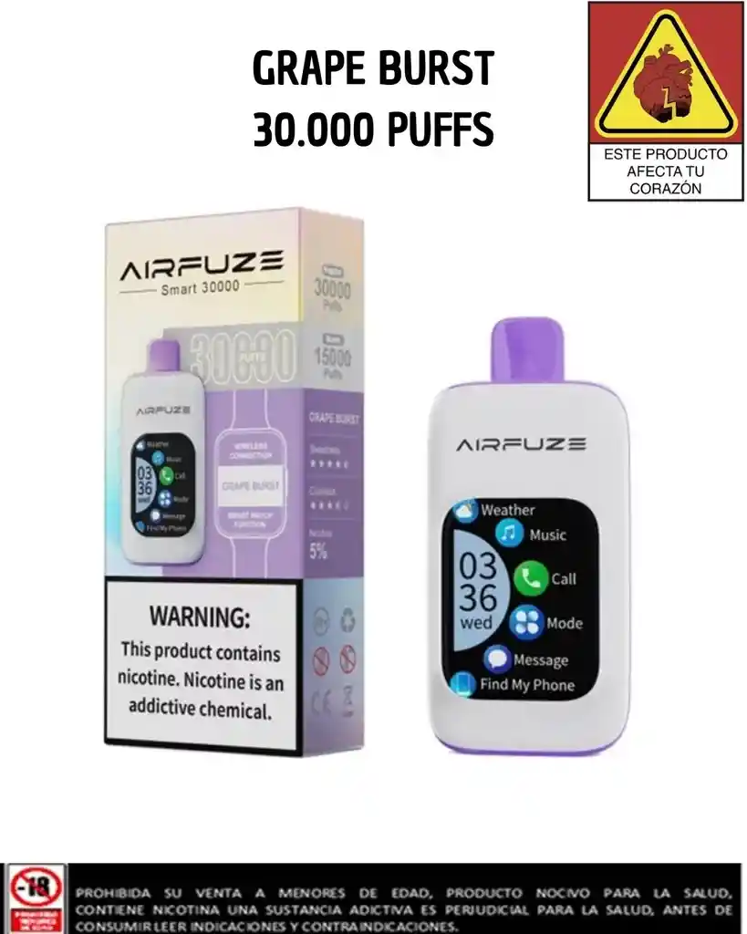 Vapo Airfuze Smart Grape Burts 30.000 Puffs