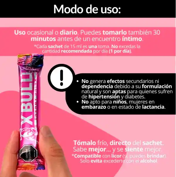 Xbull X5 Viagra Femenino Sachet Potenciador Sexual Mujeres Líbido Orgasmo Garantizado Energizante Damas Chicas Sexo Potencializador