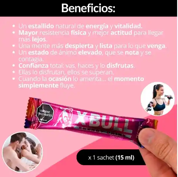 Xbull X5 Viagra Femenino Sachet Potenciador Sexual Mujeres Líbido Orgasmo Garantizado Energizante Damas Chicas Sexo Potencializador