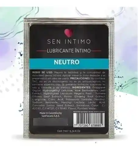 Sachet Lubricante Vaginal Anal Acuoso Sen Intimo Ph Neutro Exclusivo Botella A Base De Agua Orgasmo Unisex Resequedad Femenina