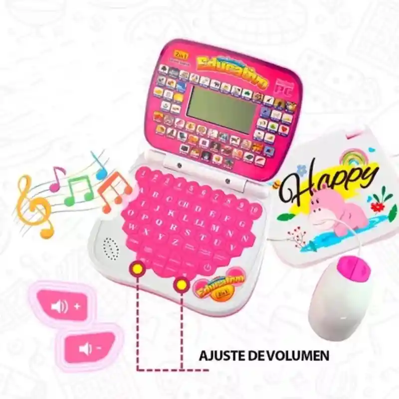 Mini Computador Didáctico Rosado Español Ingles