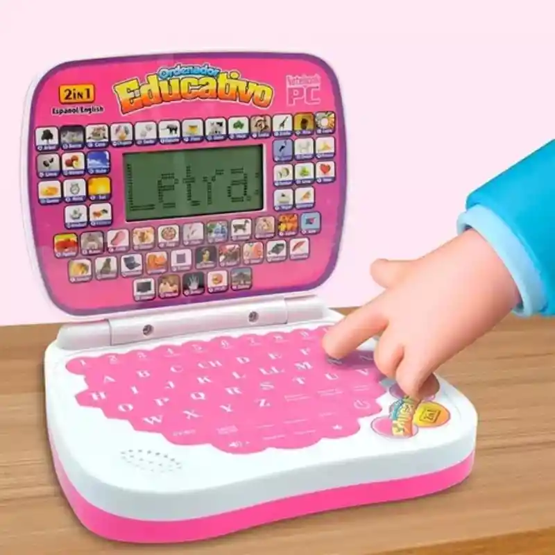 Mini Computador Didáctico Rosado Español Ingles