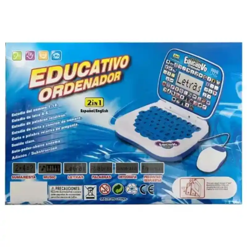 Mini Computador Didáctico Rosado Español Ingles