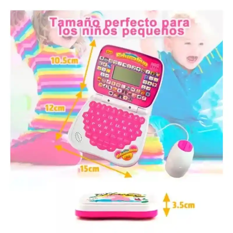 Mini Computador Didáctico Rosado Español Ingles
