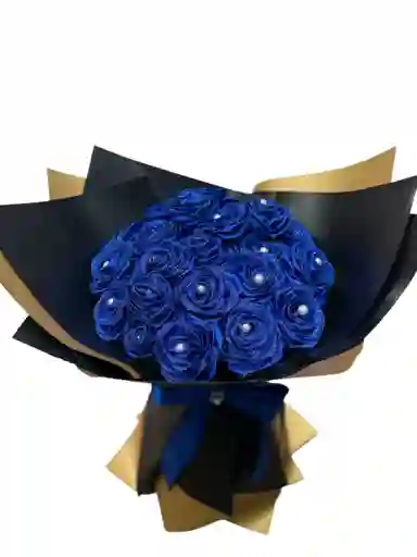 Arreglo Floral 23 Rosas Eternas Azules