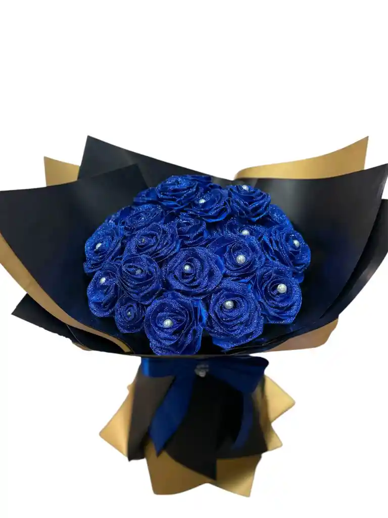 Arreglo Floral 23 Rosas Eternas Azules