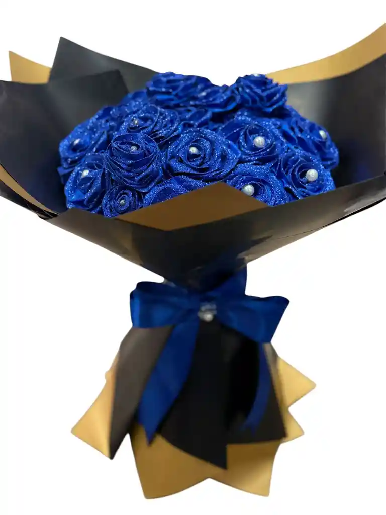 Arreglo Floral 23 Rosas Eternas Azules