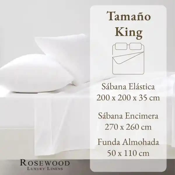 Juego Sabanas Rosewood 300 Hilos 100% Algodon Blanco - King