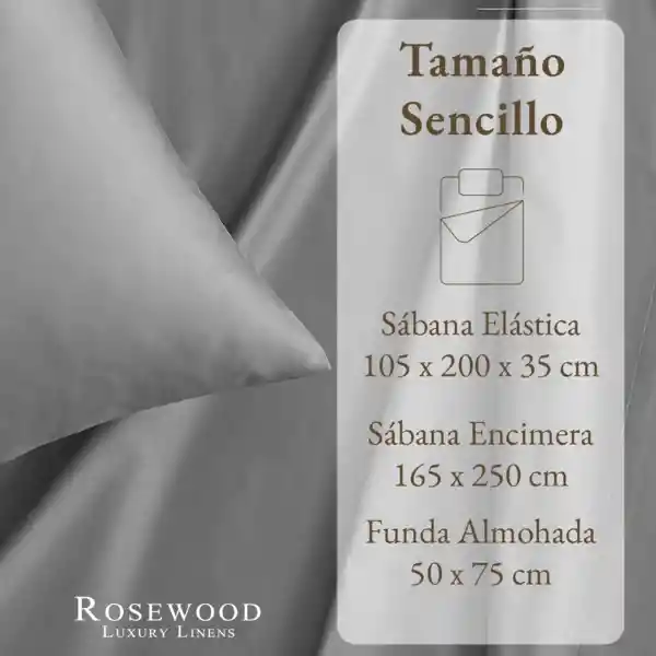 Juego Sabanas Rosewood 300 Hilos 100% Algodon Gris - Sencillo