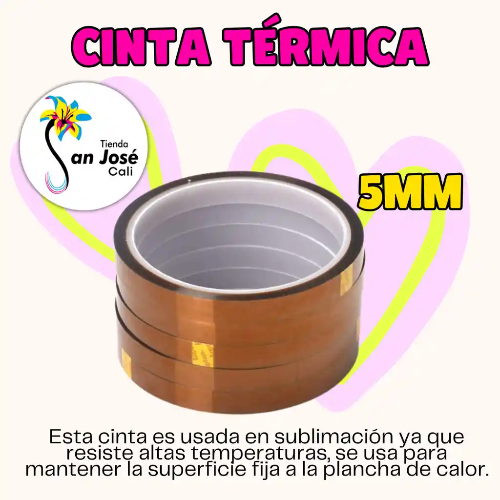 6 Cintas Térmicas 5mm Para Sublimación - Adhesiva Alta Temperatura