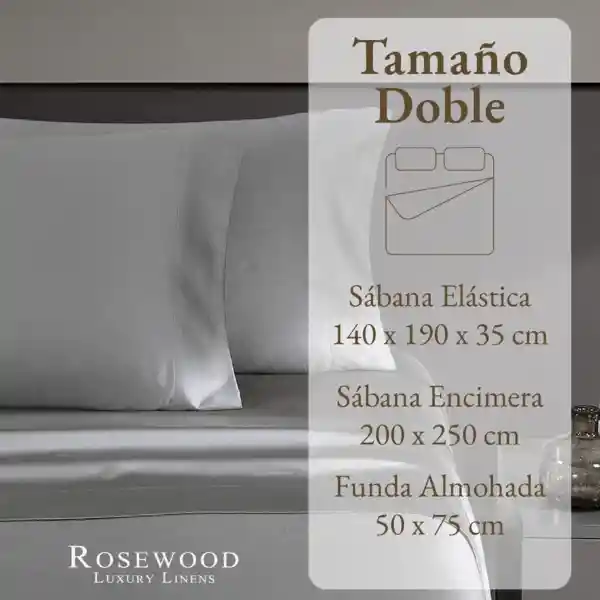 Juego Sabanas Rosewood 300 Hilos 100% Algodon Gris - Doble
