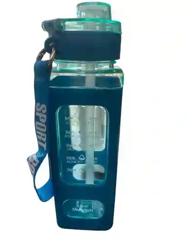 Botella Botilito Plastico Cuadrado Con Cuerda Para Agua