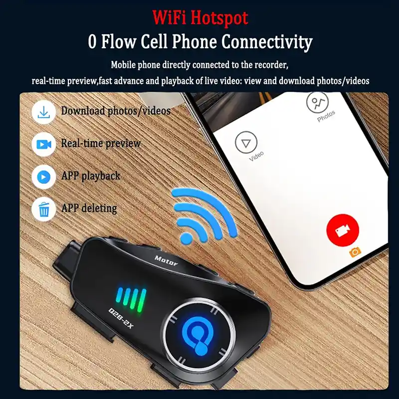 Intercomunicador Camara Moto Casco Bluetooth Manos Libres