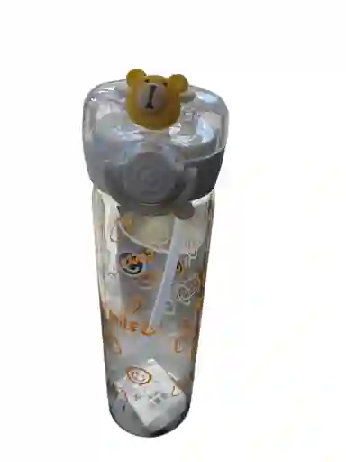 Botella Botilito En Vidrio Diseño De Osos Agua