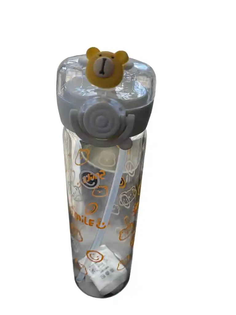 Botella Botilito En Vidrio Diseño De Osos Agua