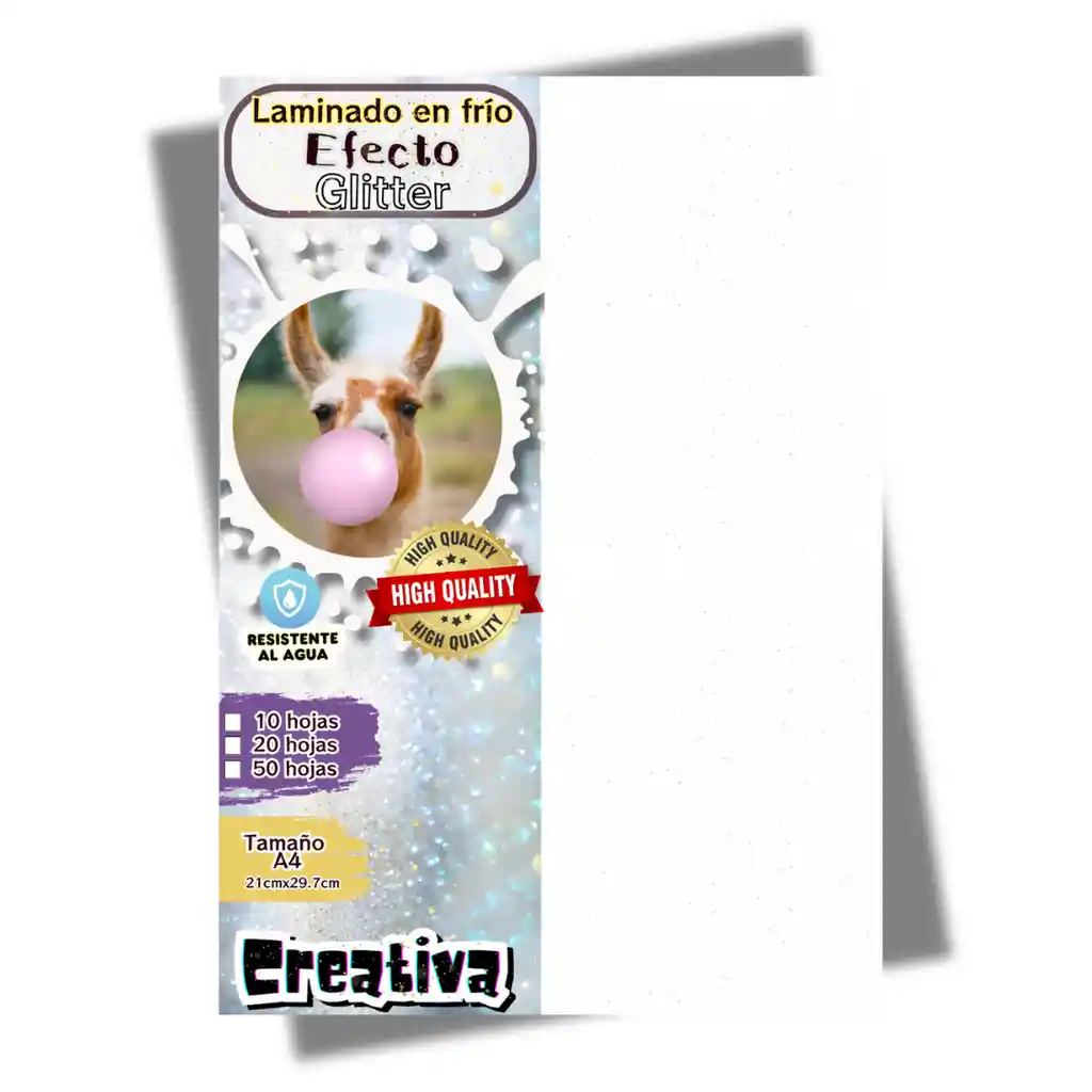 Papel Laminado En Frío Glitter / Escarchado 20 Unidades