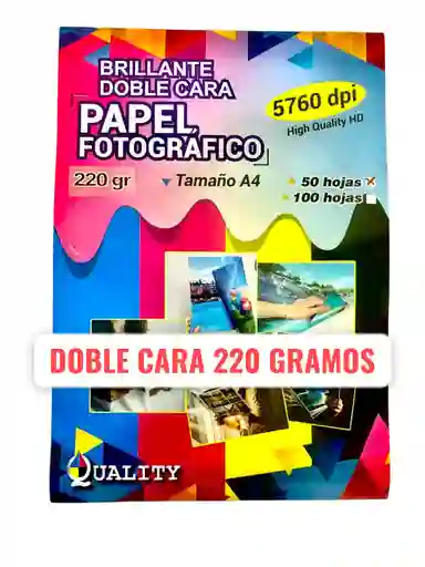 Papel Fotografico Brillante Doble Cara 220 Grs 50 Hojas