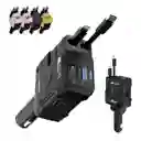 Cargador De Carro 4 En 1 A1 Con Pantalla De Voltaje, Cables Tipo-c Y Lightning